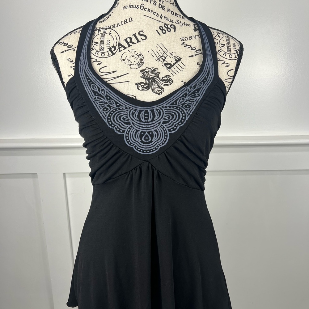Black Halter Top with Gray Accent Design